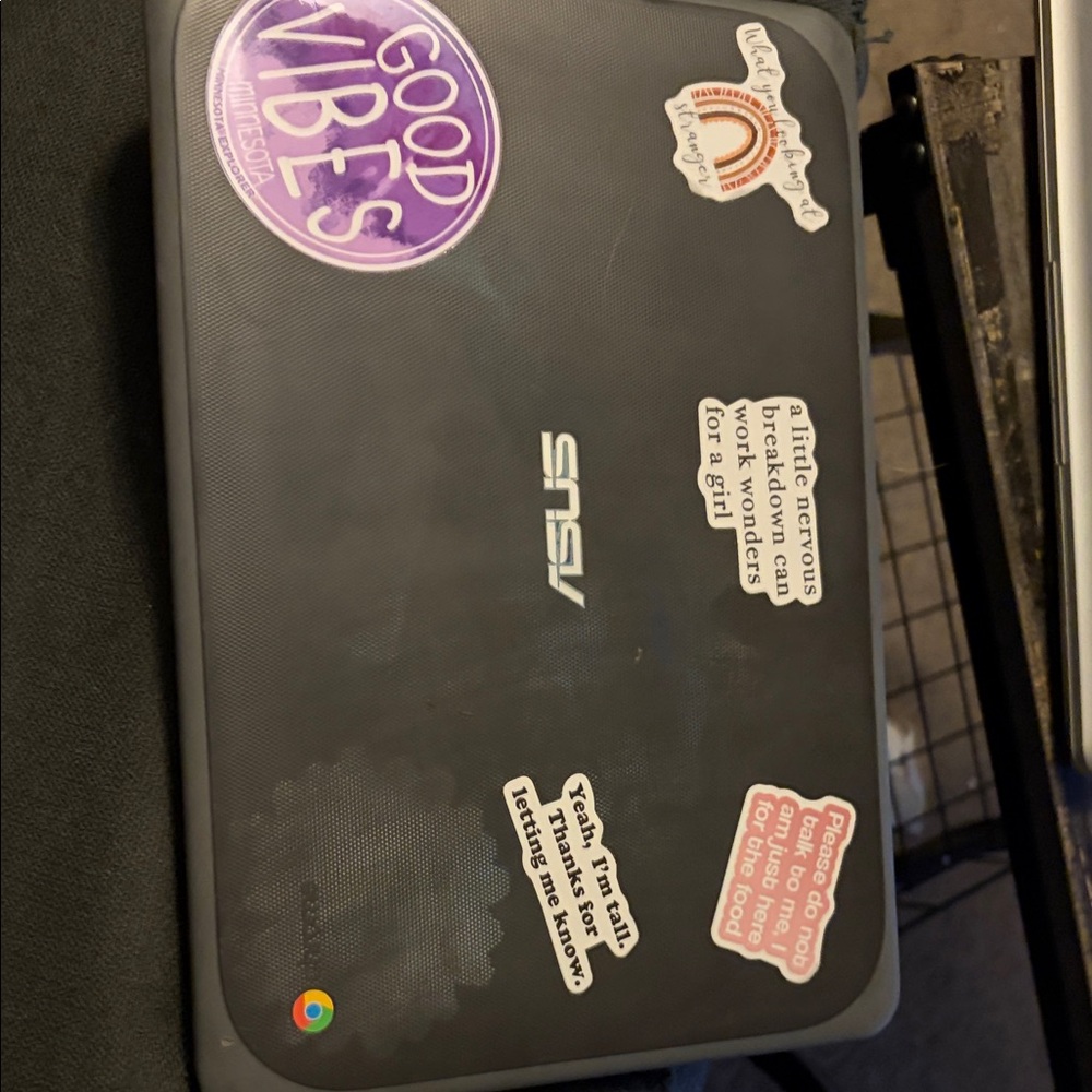 ASUS Chromebook Gray Laptop with Stickers